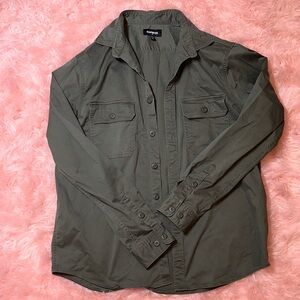 Express Khaki Green Casual Shirt